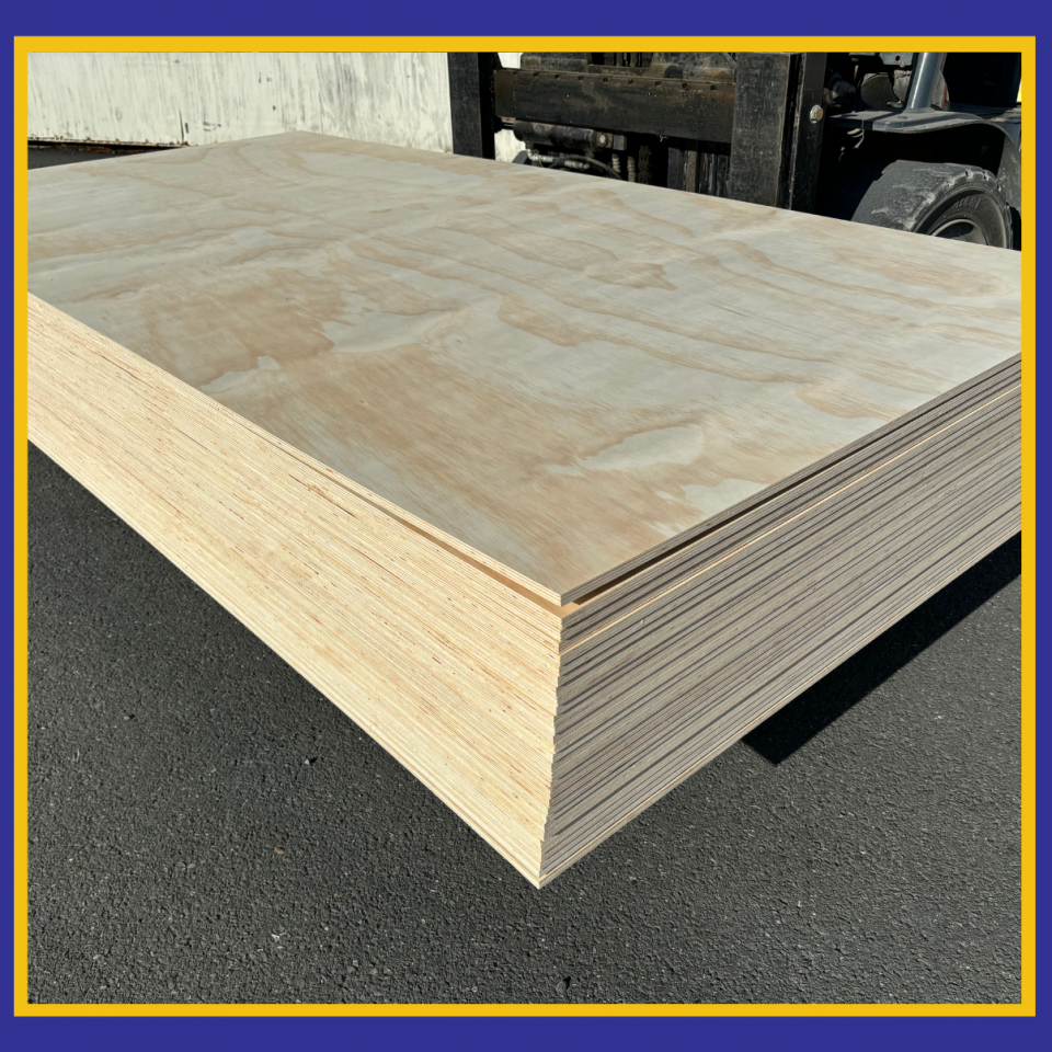 12mm Radiata Pine Face Poplar Core Plywood, Untreated 2400 x 1200