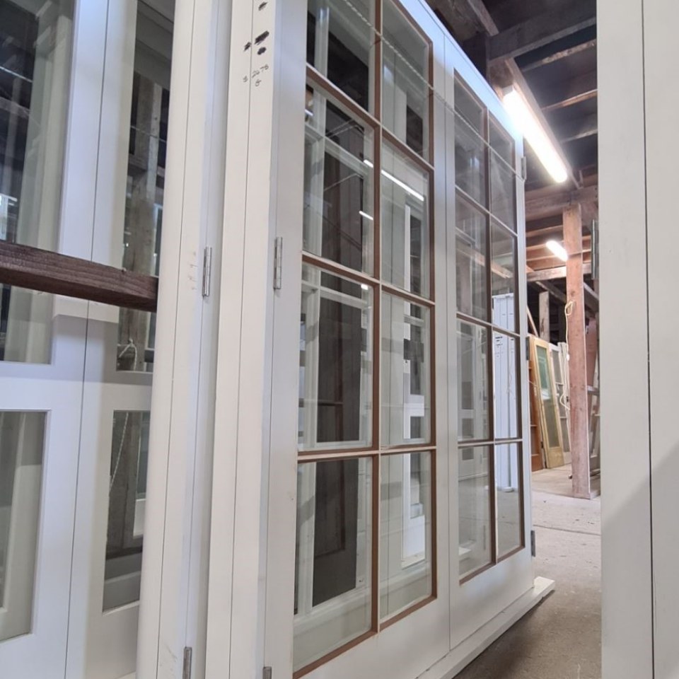 NEW Glazed 8lite H3 PP Timber French Door 1550 x 2030