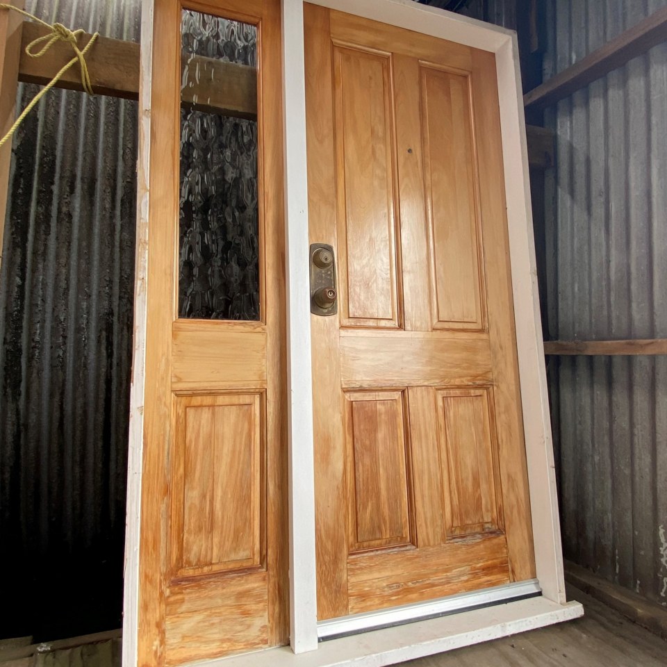 Recycled Wooden Single Exterior Door With Sidelite 1290 x 2040 #3780