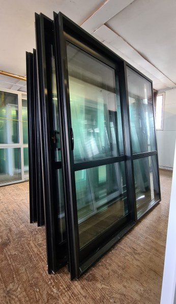 NEW Double Glazed Aluminium Ranchslider Door 1800 x 2000 Matte Black ...